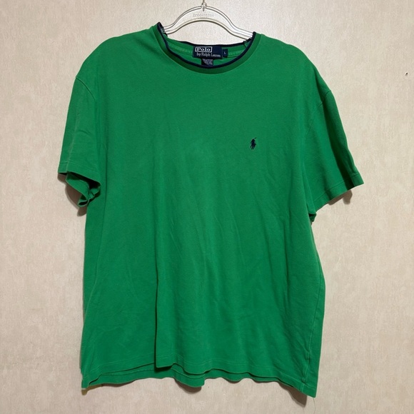 Vtg Polo Ralph Lauren Green Blue Textured Cotton Short Sleeve Shirt - Picture 1 of 4